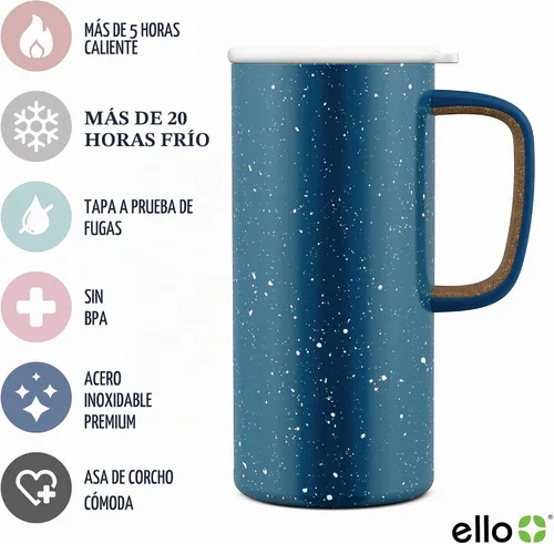 Vista 3 de Taza de viaje Ello Campy de acero inoxidable y hermético al vacío.
