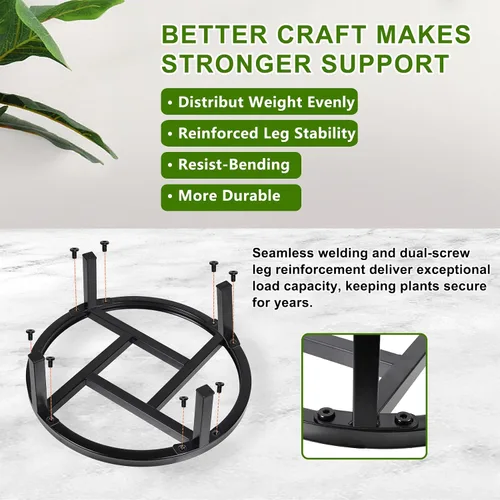 Vista 3 de Soporte de metal para plantas para interiores y exteriores, elevador de plantas resistente, soporte resistente para macetas bajo, soportes