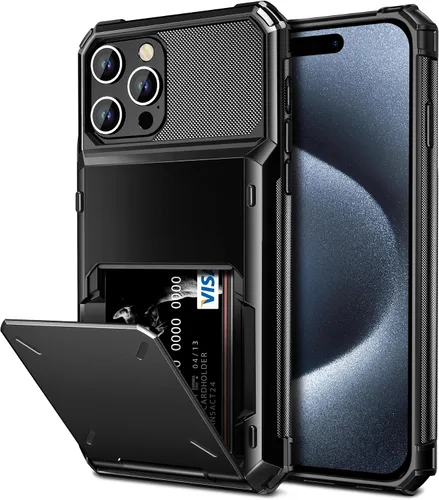 Vista 7 de Vofolen Funda compatible con iPhone 15 con soporte para tarjetas, funda de doble capa de 4 tarjetas, resistente a prueba de golpes, ranura