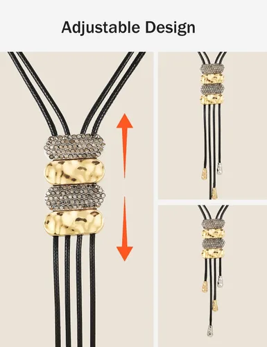 Vista 4 de KISSKIKO Collares largos de moda para mujer, con dije de disco, collar de hebra, borla retráctil, cadena de suéter dorada, plata, negro, diamantes