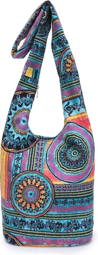 Vista 191 de Bolsa de hombro para mujer, de lona en estilo hippie/bohemio para llevar cruzada al hombro, disponible en diferentes colores y estampados