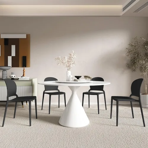 Vista 10 de LESHI Silla de comedor moderna apilable de plástico con respaldo sin brazos para comedor, sala de estar, jardín, patio, balcón, escritorio