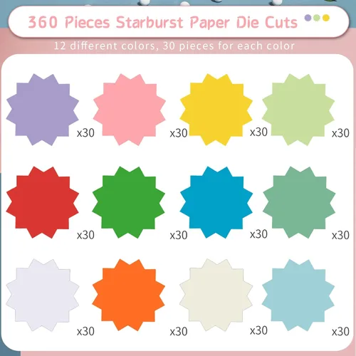 Vista 3 de 360 piezas de decoración de tablón de anuncios, recortes de papel con forma de estrella en blanco para venta al por menor, ventas, tableros
