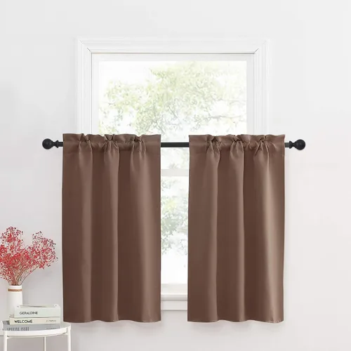 Vista 10 de NICETOWN Cortinas Opacas Cortas - Tratamiento de Ventana con Aislamiento Térmico, Niveles de Cortina Pequeños para Sala de Estar/Cocina, 2 Paneles