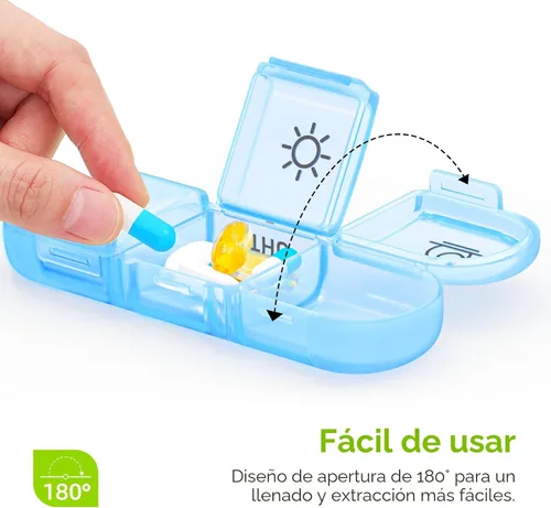 Vista 2 de AUVON Organizador semanal de píldoras 3 veces al día, pastillero grande de 7 días 3 veces al día con contenedor separado, pastillero portátil