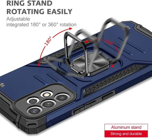 Vista 5 de HNHYGETE Funda para teléfono Galaxy A53 5G con protector de pantalla, soporte giratorio de grado militar de 360° [resistente] a prueba de golpes