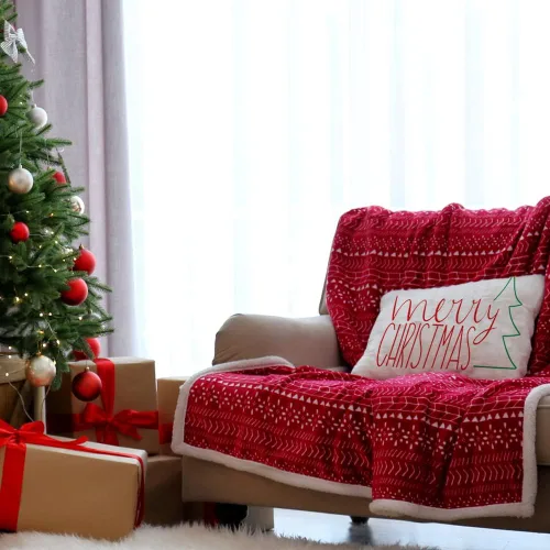 Vista 4 de Fundas de almohada lumbar con diseño de árbol de Navidad, 12 x 20 pulgadas, decoración para sofá