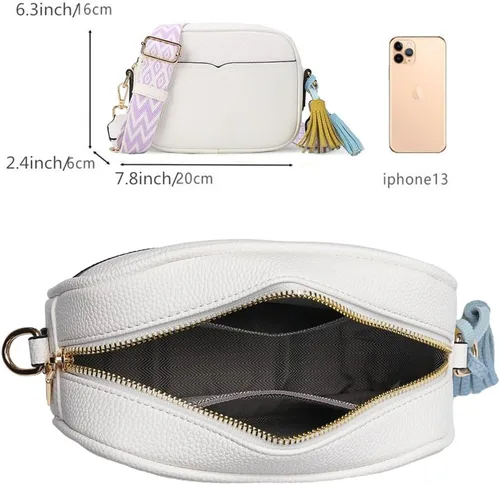 Vista 3 de Bolsos cruzados pequeños para mujer, con correa de guitarra, bolso cruzado de cuero