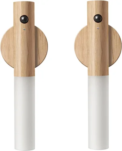 Vista 12 de LANDGOO Luces nocturnas con sensor de movimiento de madera, imán y sensor de cuerpo, luces nocturnas para pasillo, luz LED recargable, escalera