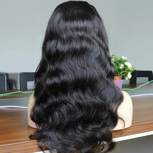 Vista 55 de BEEOS - Peluca frontal encaje HD 13x6 ondas corporales densidad 180% cabello humano nudos decolorados 18 pulgadas