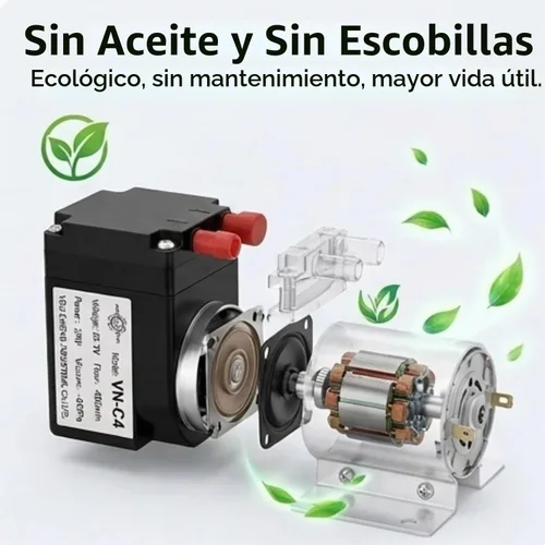 Vista 9 de FTVOGUE Bomba de vacío sin aceite DC12V 42W mini bomba de presión del pistón del cepillo 40L/min