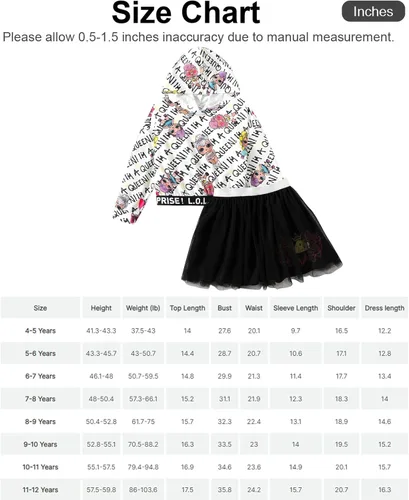 Vista 7 de L.O.L. Surprise! 2pcs Toddler Girl Hoodie Sweatshirt and Skirt Set Girls Birthday Party Outfit 2-12 Years