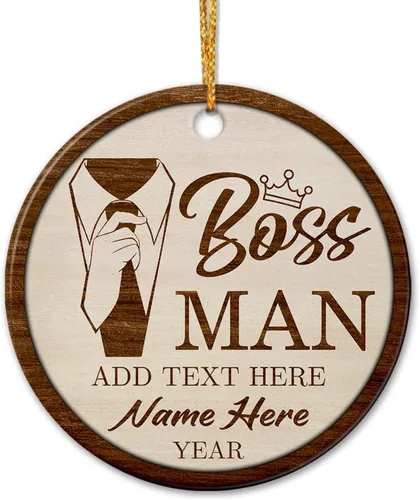 Vista 11 de Adorno de cerámica personalizado de asistente principal, adornos de Navidad del mejor asistente del mundo, texto personalizado, año y nombre de Papá