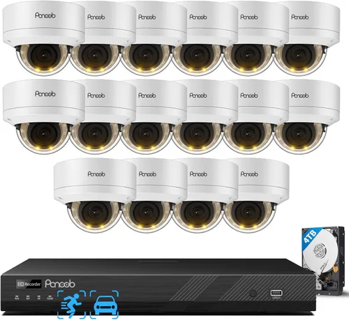Vista 11 de Sistemas de cámaras de seguridad con cable PoE con disco duro de 2 NVR de 8 canales de 5MP, 4 cámaras IP domo para exteriores de 5MP 0.1 in
