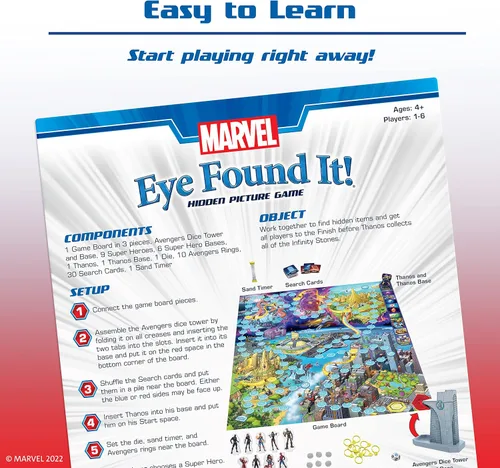 Vista 5 de Ravensburger Marvel Eye Found It! Juego de mesa - Juego de rompecabezas atractivo para niños y adultos Presenta personajes queridos de Marvel