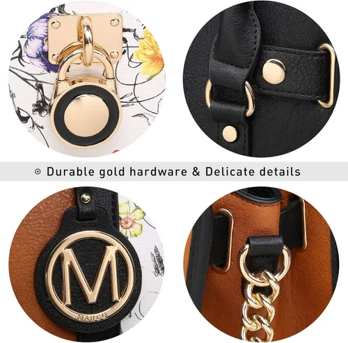 Vista 5 de MKP - Bolso de mano para mujer, dos tonos, con asa superior, juego de 2 unidades, con cartera de muñeca a juego Two tone, Top Handle, Set 2pcs