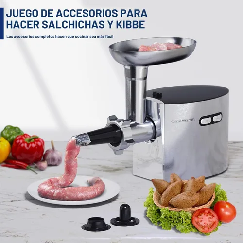 Vista 2 de CHEFFANO Molinillo de carne, picadora de carne eléctrica de acero inoxidable de 2600W, máquina de picado de carne resistente con 2 cuchillas, 3
