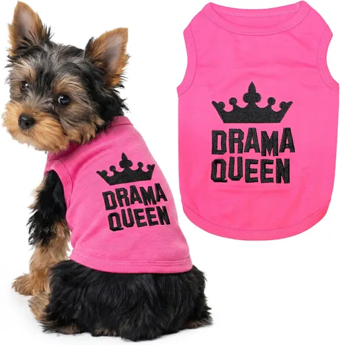 Vista 15 de Parisian Pet Camiseta para perro – Bordado 'All Bark No Bite ' 100% algodón, ropa para perros – Chaleco sin mangas para mascotas – Camisas lavables