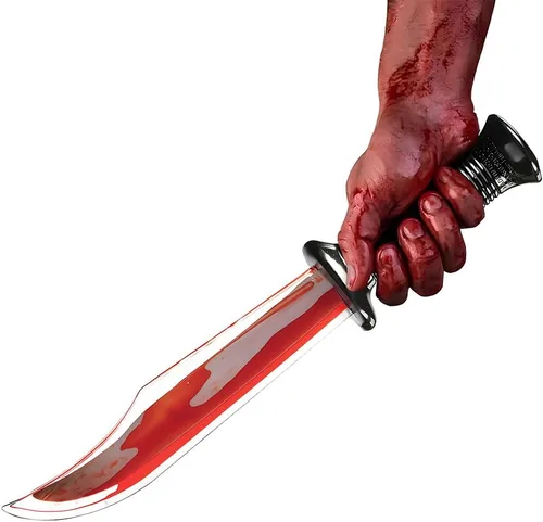 Vista 3 de amscan - Cuchillo de pesadilla sangrante, 13 pulgadas, negro/rojo, 1 unidad