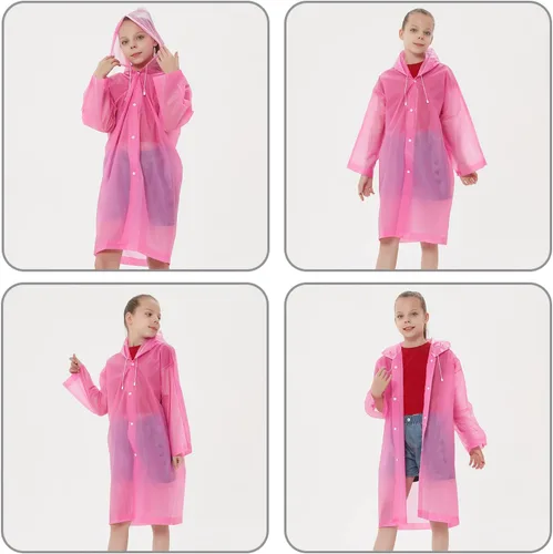 Vista 4 de Rain Ponchos Raincoats for Kids, Reusable Boys Girls Rain Jackets Emergency with Hood for Family Disney Travel Outdoor