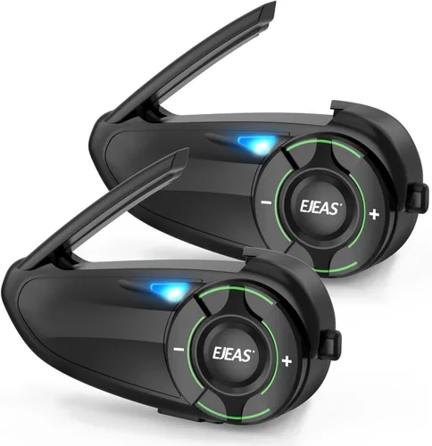 Vista 10 de EJEAS Q8 Intercomunicador Bluetooth para casco de motocicleta, nuevo sistema de intercomunicación de grupo Mesh 3.0 con intercambio de música