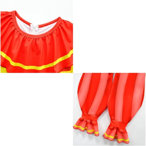 Vista 6 de Disfraz de payaso del sol para niños, conjunto de overol de Halloween para cosplay de 6 a 10 años