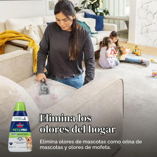 Vista 5 de Bissell PET PRO OXY - Fórmula de manchas y manchas para limpiadores portátiles de alfombras, 32 onzas, 2034 PET PRO OXY targets pet stains &