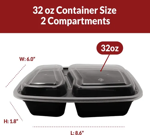 Vista 3 de Reli. Contenedores de preparación de comidas de 32 onzas (paquete de 45) - Cajas de comida para llevar y llevar con tapas