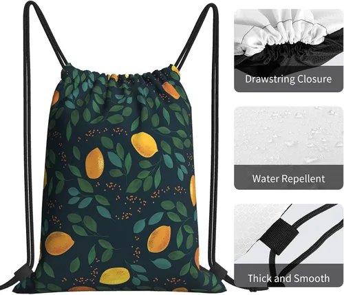 Vista 7 de My Moreyea Bolsa de cuerda de piña ligera para gimnasio yoga con cordón para mujeres hombres y niñas Verde limón Lemon10 Viajar