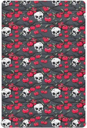Vista 2 de Fitted Crib Sheets Gothic Skulls Cherry Mini Crib Sheets for Boy & Girl Toddler Mattress Sheets Playard Sheet 21216122