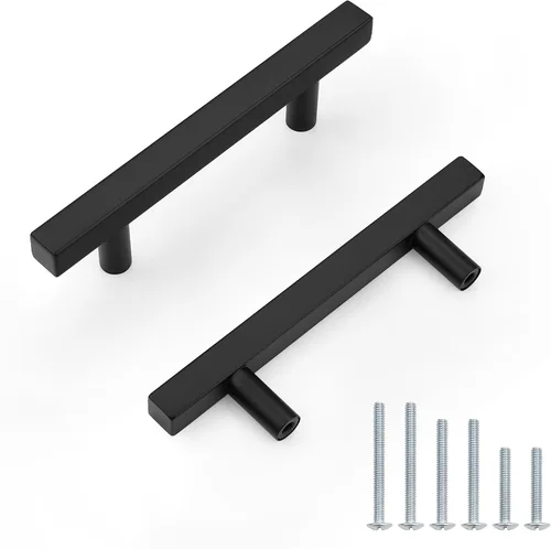 Vista 46 de Probrico Paquete de 5 manijas de gabinete, color negro, 2-1/2 pulgadas (2.520 in), barra cuadrada en T, manijas de gabinete de cocina, tiradores