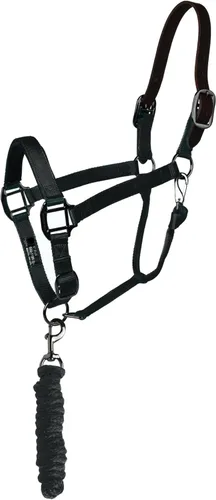 Vista 5 de Majestic Ally Halter de cuero con cuerda de plomo a juego para caballos - Corona de cuero - Correa ajustable para la barbilla - Pestillo enrollado