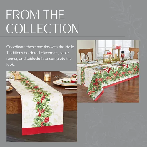 Vista 5 de Elrene Home Fashions Holly Traditions individuales de tela