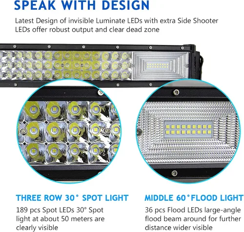 Vista 3 de Willpower Barra de luz LED curvada de 52 pulgadas, 675 W, combo de luces LED todoterreno con conector DT, arnés de cableado, luces de conducción