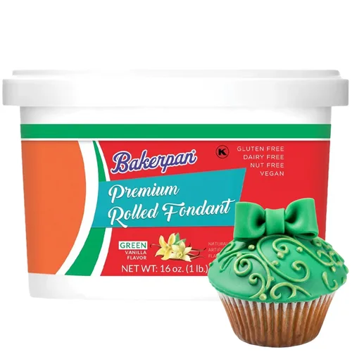 Vista 13 de Bakerpan Fondant negro enrollado prémium para decoración de pasteles, 1 libra, sabor vainilla