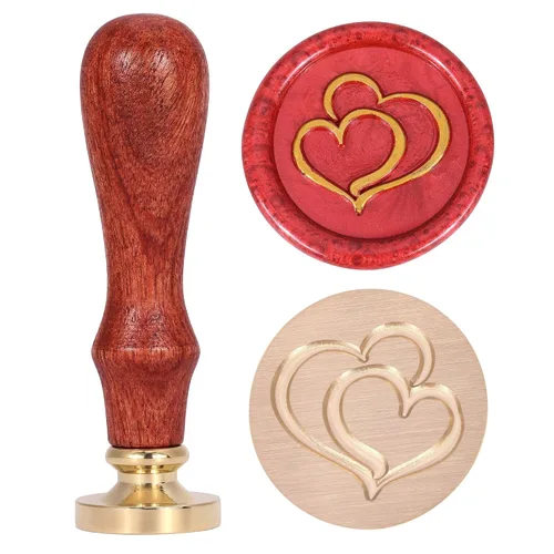 Vista 9 de Yoption - Sello de cera de pata de gato, sello de sellado de mango de madera vintage con cabeza de latón para invitaciones de boda Brass Wax Stamp