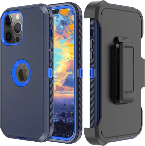 Vista 10 de Funda de teléfono para iPhone 13 Pro Max, resistente, resistente a prueba de golpes, funda protectora con clip para cinturón para Apple iPhone 13