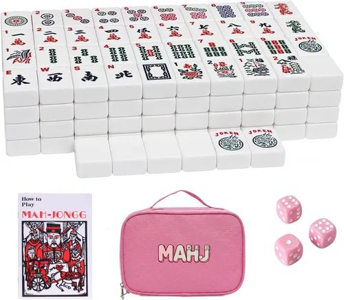 Vista 11 de American Mahjong - Juego de azulejos Mahjong, 166 azulejos rosados