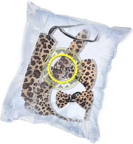 Vista 4 de Bluecell Kit de disfraz de fiesta con orejas de gato de gatito color estampado de leopardo amarillo