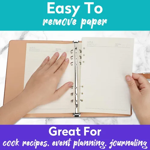 Vista 3 de Cuaderno de cuero personalizado, cuadernos recargables para mujeres y hombres, diario con forro personalizado para escribir, diario para mujeres