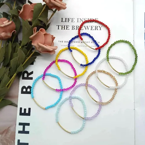 Vista 5 de MOZAKA 20 pulseras de cuentas pequeñas de cristal para mujer, estilo bohemio, apilable, elásticas, multicolor, versátiles, cuentas de cristal