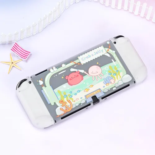 Vista 7 de GeekShare Funda protectora para Switch OLED Cute Marine Animal Theme Slim Cover Case Anti-arañazos Hard Protective Shell Compatible con Nintendo