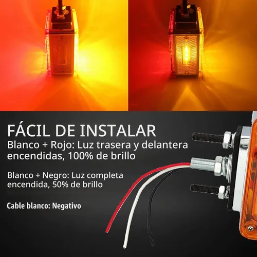 Vista 5 de Luces intermitentes cuadradas de doble cara, color ámbar/rojo, 52 LED