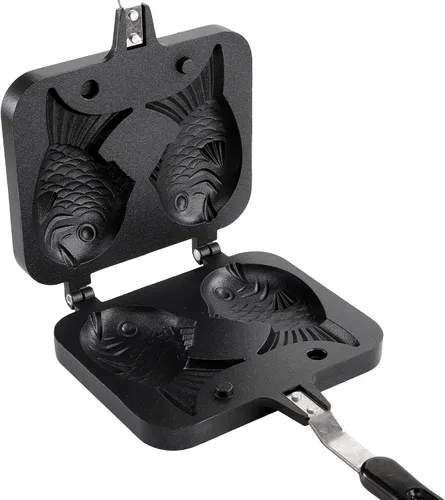 Vista 2 de ZOOFOX Molde para pastel Taiyaki en forma de pez, sartén para freír con revestimiento antiadherente con mango largo, molde para hornear panqueques