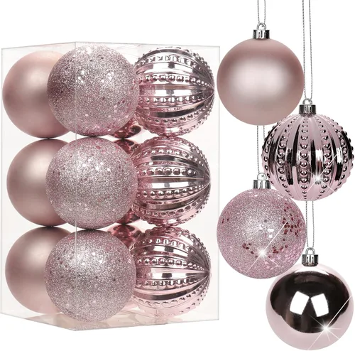Vista 21 de Adornos de bolas de Navidad negras de 2.36 pulgadas, 25 piezas inastillables, set de adornos de Navidad, bolas de Halloween, adorno negro para árbol