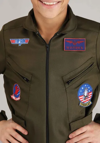 Vista 3 de Disfraz Deluxe de Traje de Vuelo Top Gun para Niños Multicolor