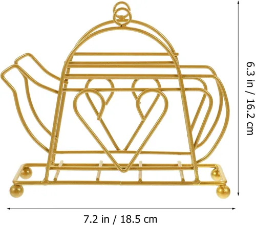Vista 2 de Metal Napkin Holder Dining Table Napkin Stand Rack Tissue Dispenser Gold Iron Kettle Design for Restaurant Home Kitchen Tabletop Accessories