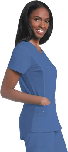 Vista 2 de Landau Women's 3 Pocket, Modern Tailored Fit V-Neck Medical Scrub Top 9047