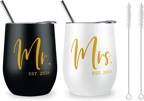 Vista 2 de ELEGANTPARK Mr and Mrs Gifts - Regalos de boda para parejas, regalo de compromiso para recién casados, regalo de compromiso para novios y novios