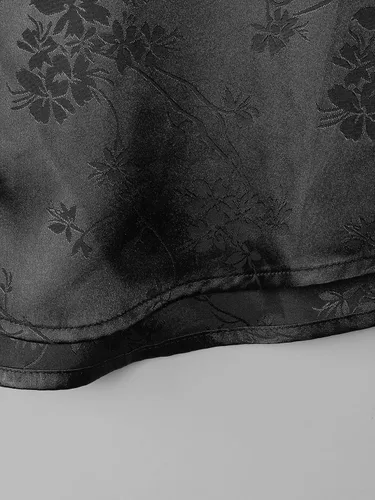 Vista 6 de OYOANGLE Camisa de manga corta con botones y estampado floral de satén para hombre